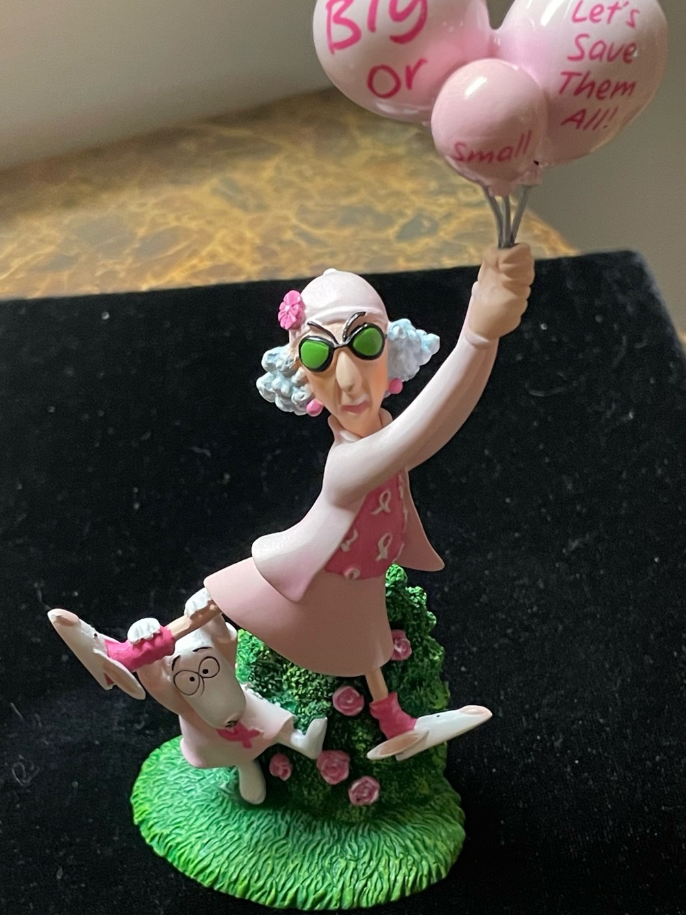 Whimsical Maxine Figurine Decorative Accent - Breast Cancer Awareness